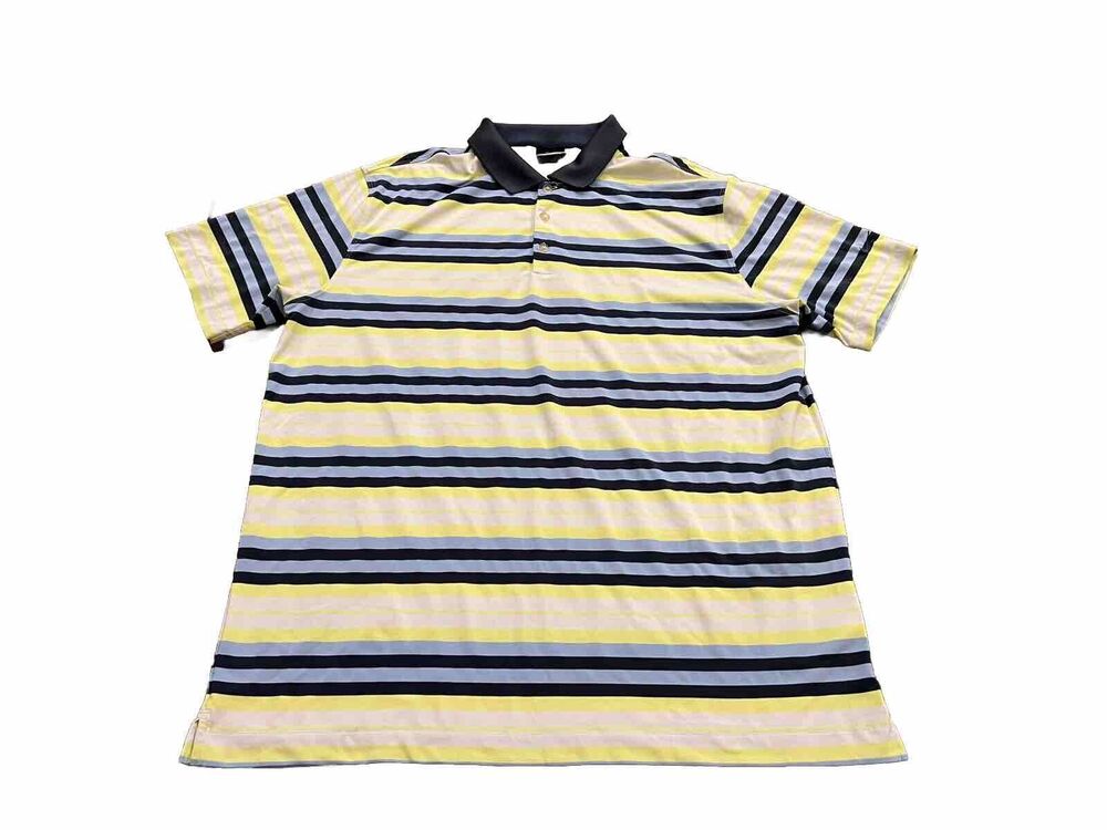 Nike Golf Mens DRI FIT Black Blue White Striped Polo Shirt Size XL 520555-479
